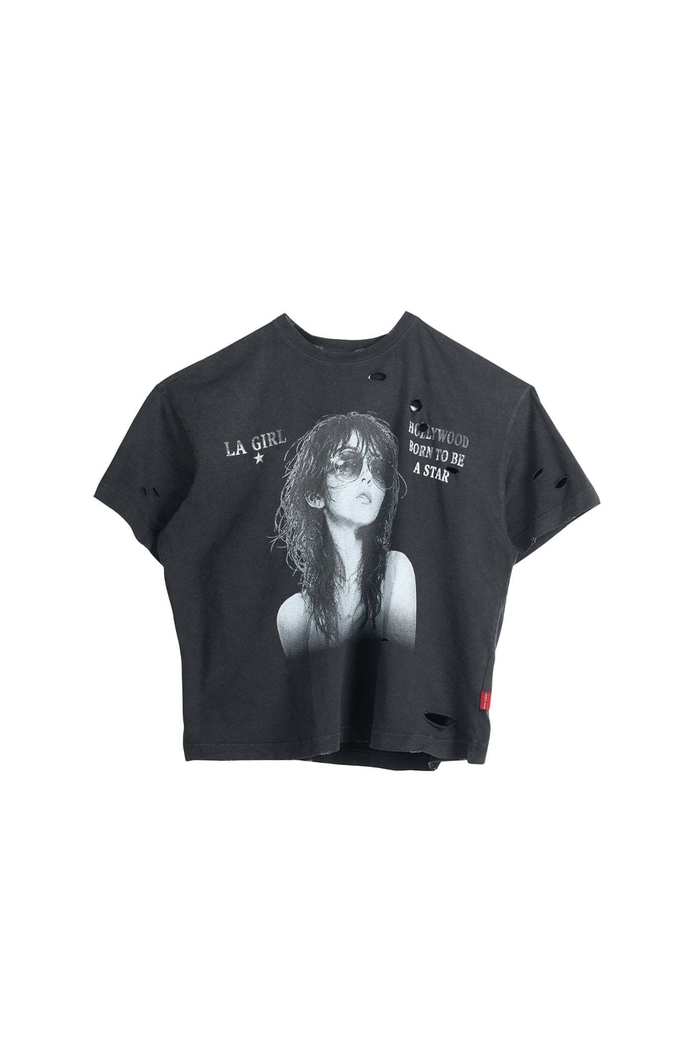 ÁO "WHENEVER" LA GIRL DISTRESSED T-SHIRT/ BLACK