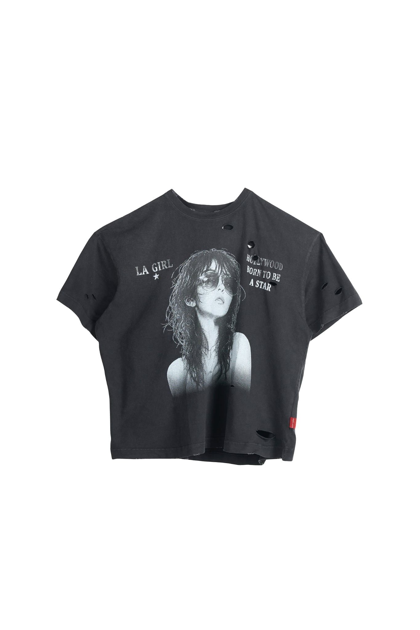 ÁO "WHENEVER" LA GIRL DISTRESSED T-SHIRT/ BLACK