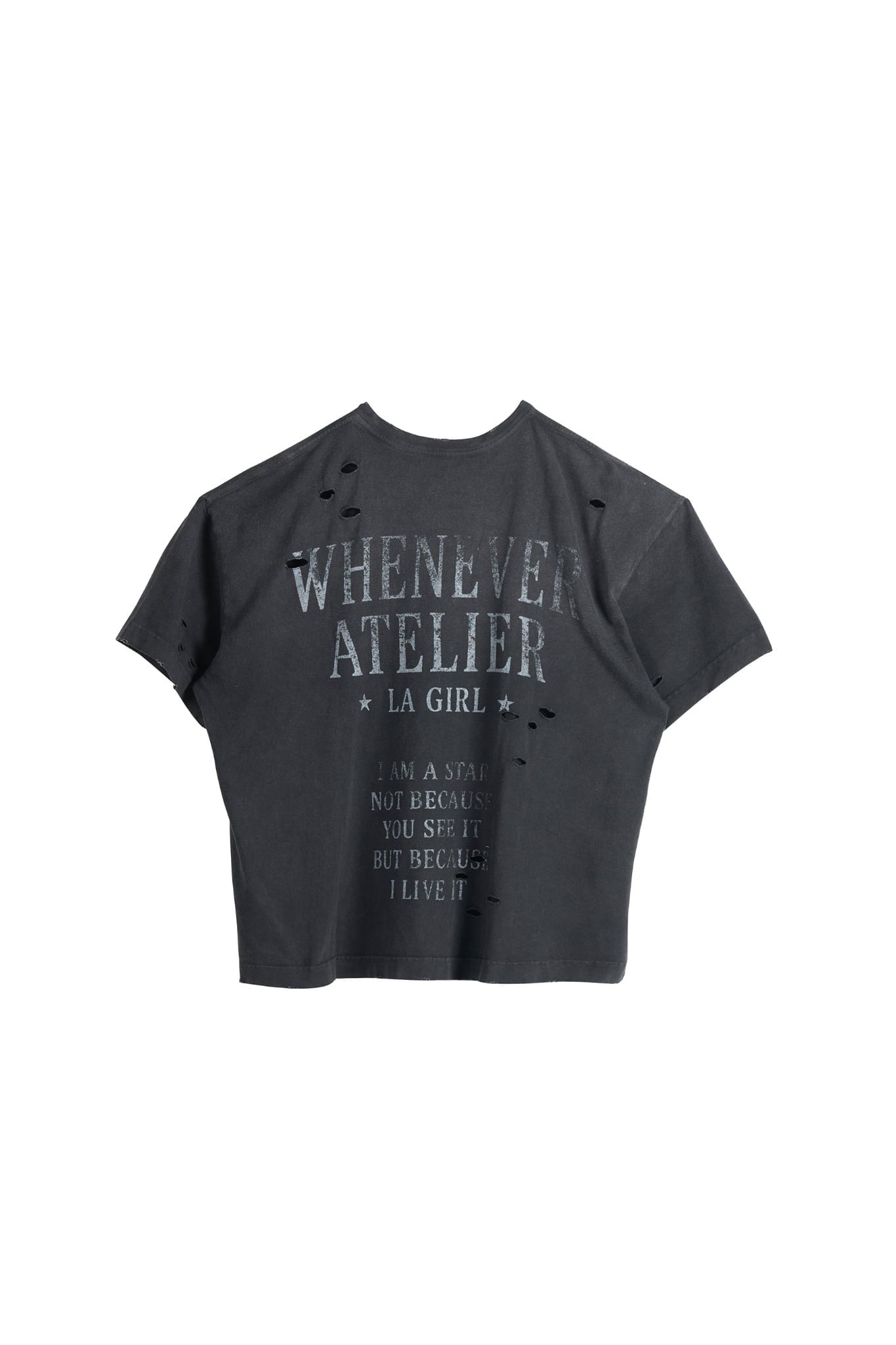 ÁO "WHENEVER" LA GIRL DISTRESSED T-SHIRT/ BLACK