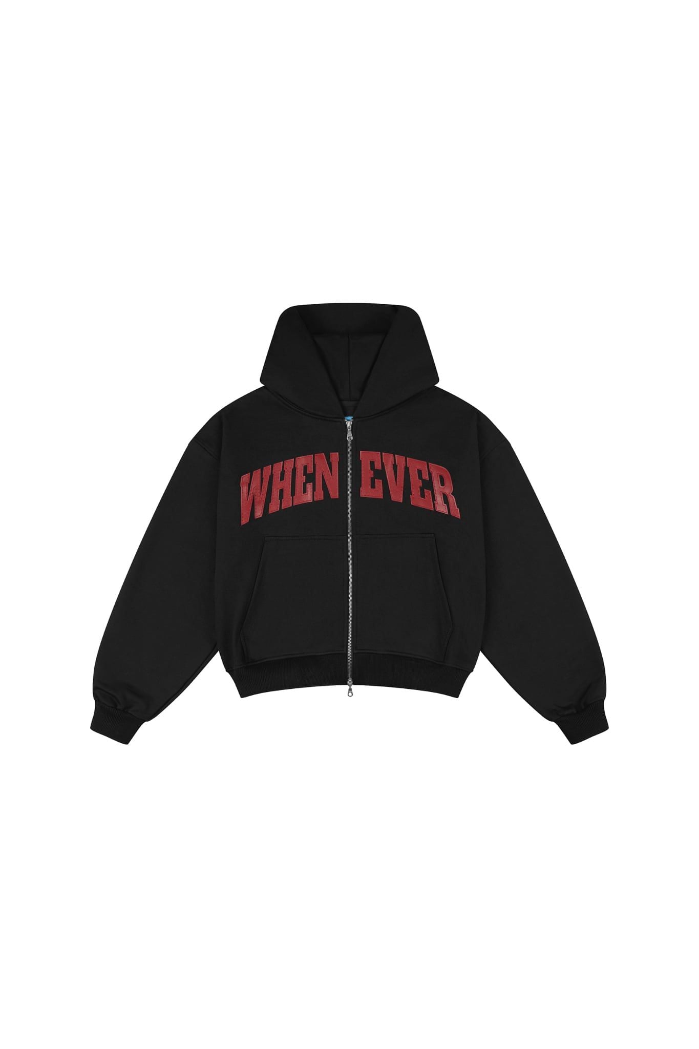 ÁO KHOÁC "WHENEVER" SIGNATURE LOGO EMBROIDERED ZIP-UP HOODIE/ BLACK