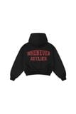 ÁO KHOÁC "WHENEVER" SIGNATURE LOGO EMBROIDERED ZIP-UP HOODIE/ BLACK