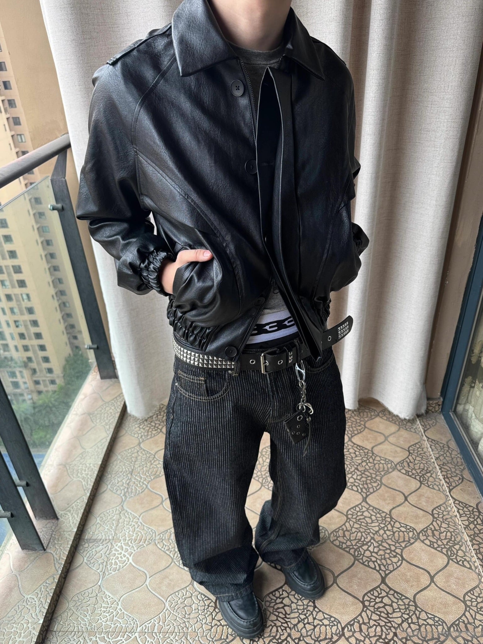  Double Layered Leather Jacket 