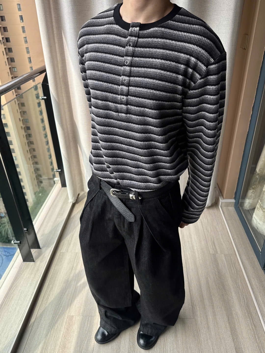  Striped Henley Shirt 