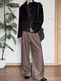  Striped Loose A-Line Straight Pants 