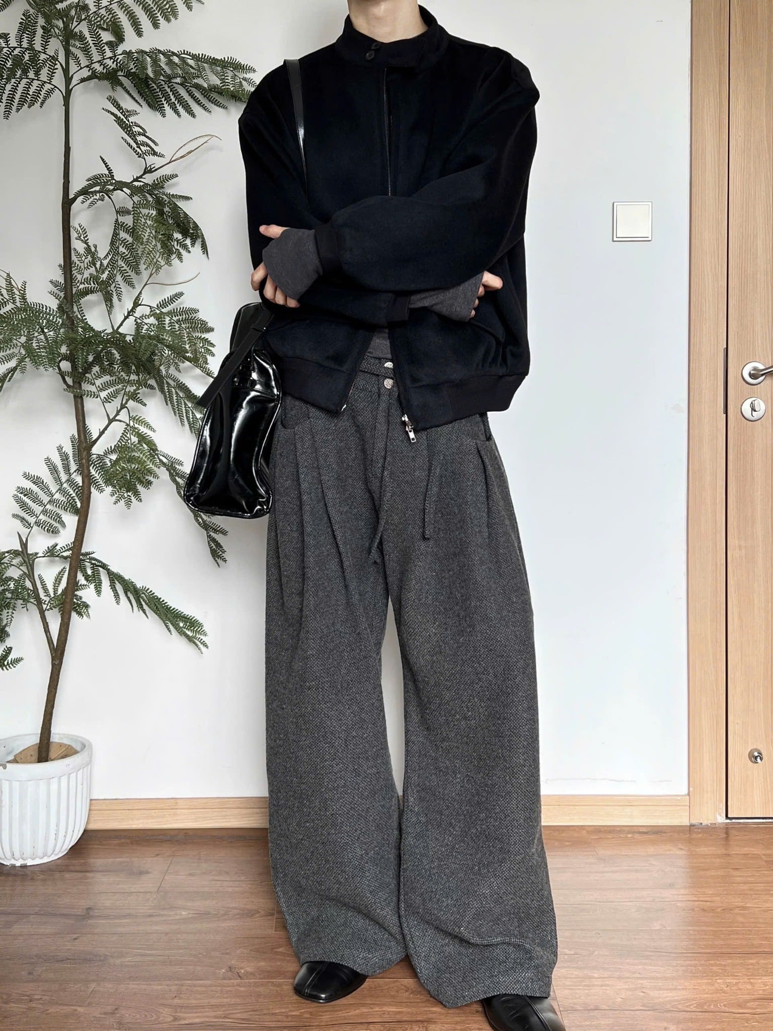  Triple Fold Wide Leg Trousers 