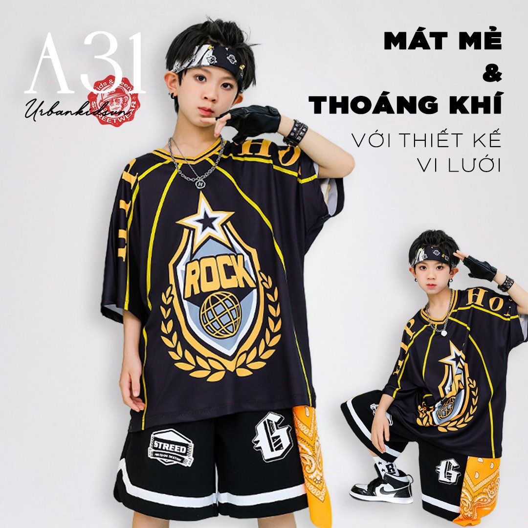 Áo ngắn tay jersey hiphop chữ Rock A31