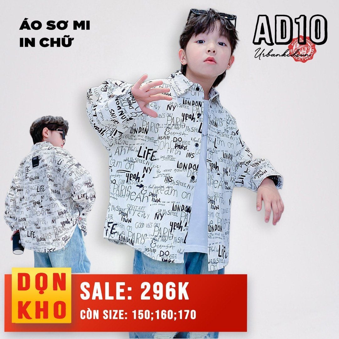 Áo dài tay sơ mi in chữ AD10 - CS4175