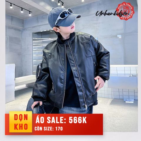 Áo khoác da chữ nổi dài tay K11