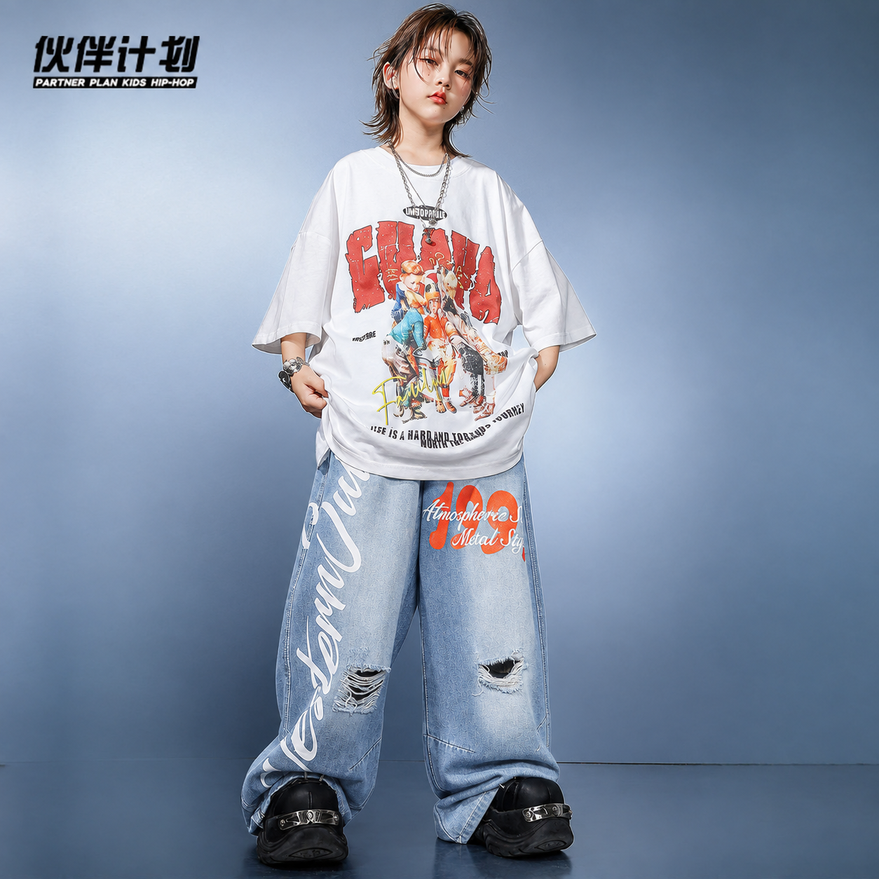 Quần jean dài phối chữ QD12
