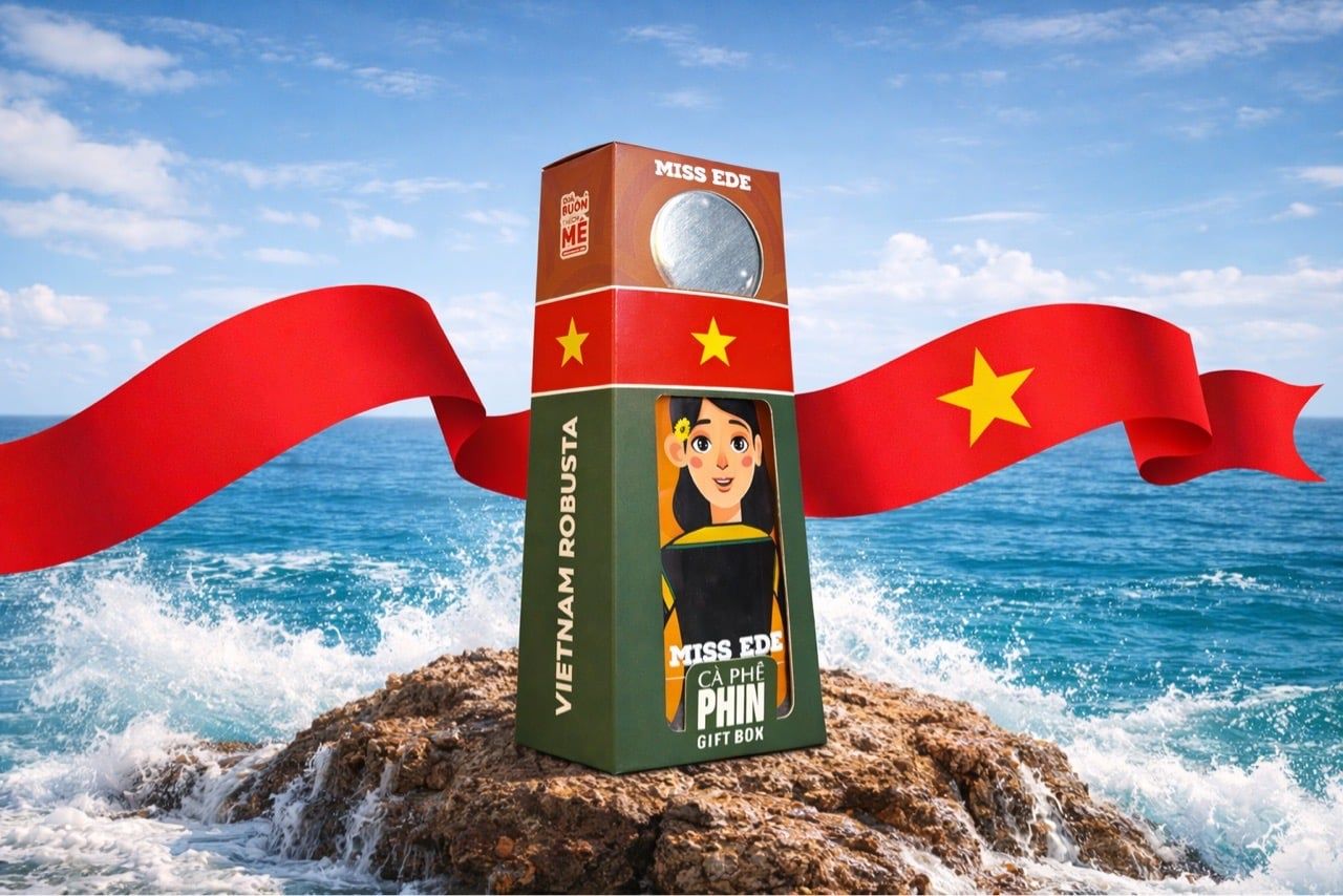  Hộp quà cà phê PHIN VIETNAM- Hộp giấy gồm 1 túi 250g + 1 phin nhôm (PHIN VIETNAM coffee - gift box) - Honey Robusta (rang vừa - medium roasdted) 
