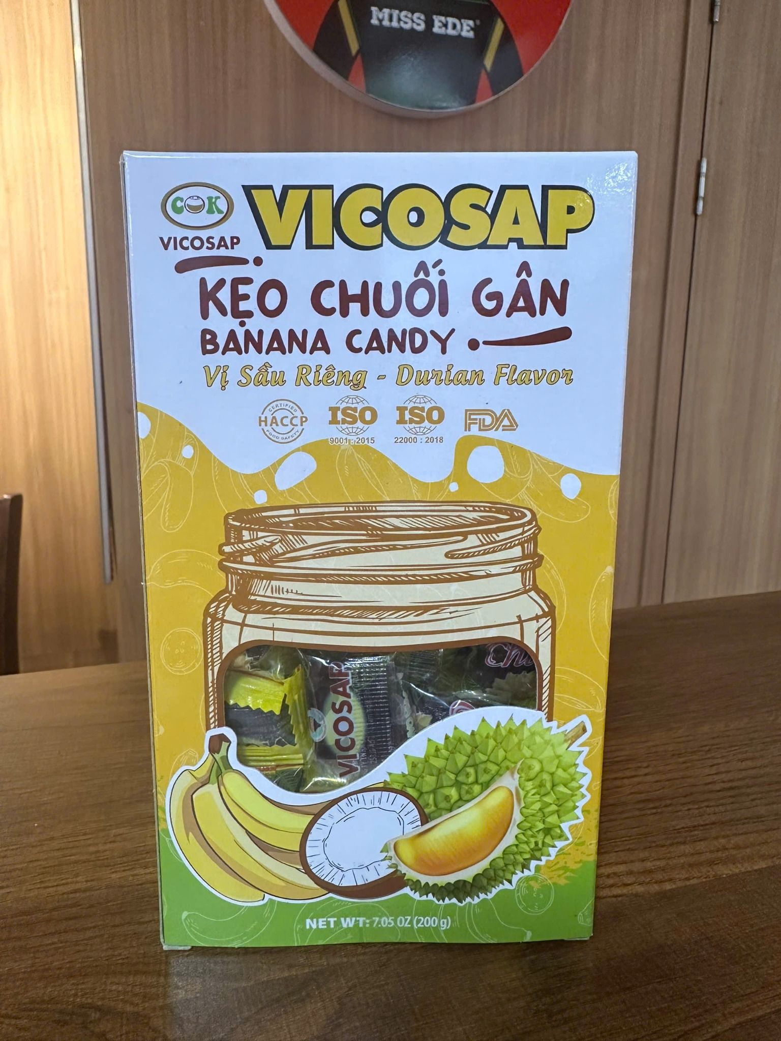  Kẹo chuối gân sầu riêng hộp 200g 