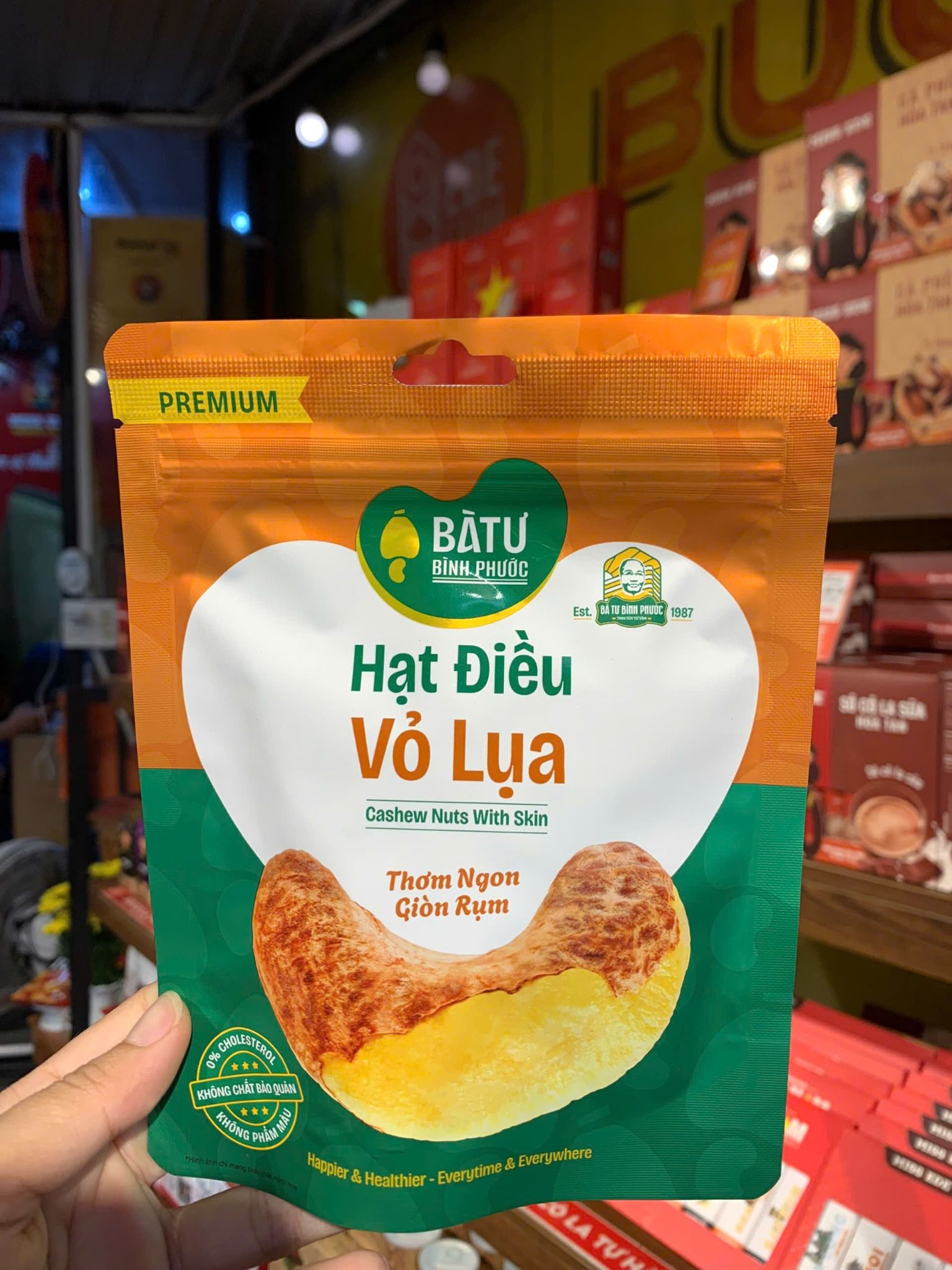  Hạt điều vỏ lụa Bà Tư túi zip 65g 