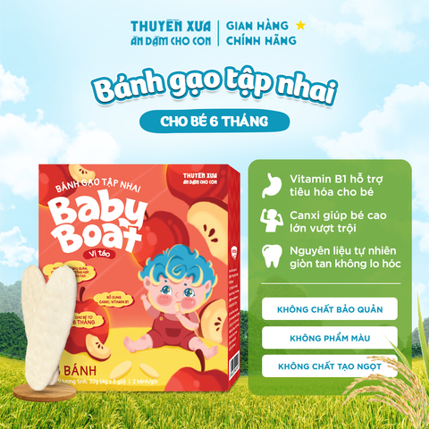 BÁNH GẠO TẬP NHAI BABY BOAT VỊ TÁO - BÉ 6 THÁNG