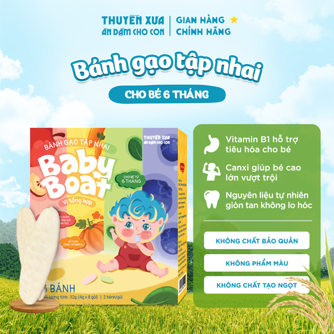 BÁNH GẠO TẬP NHAI BABY BOAT VỊ TỔNG HỢP - BÉ 6 THÁNG