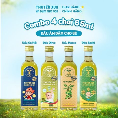 [COMBO 4] Dầu Cá Hồi - Olive - Macca - Sachi Ăn Dặm Thuyền Xưa - 65ml
