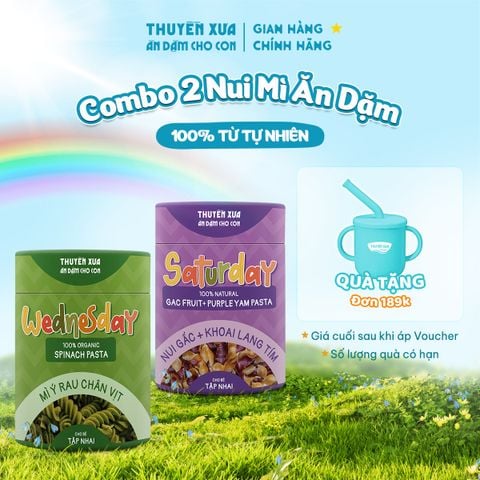 COMBO 2 NUI GẤC + KHOAI LANG TÍM + MÌ Ý RAU BINA ĂN DẶM THUYỀN XƯA- 180G