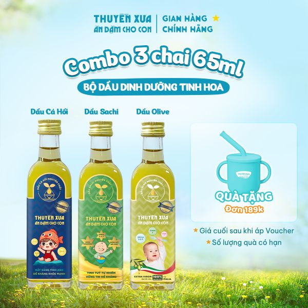 [COMBO 3] Dầu Cá hồi - Sachi - Olive Ăn Dặm Thuyền Xưa - 65ml