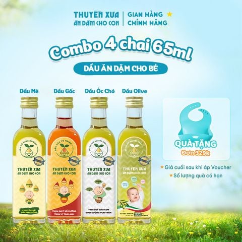 [COMBO 4] Dầu Mè - Gấc - Óc chó - Olive Ăn Dặm Thuyền Xưa - 65ml