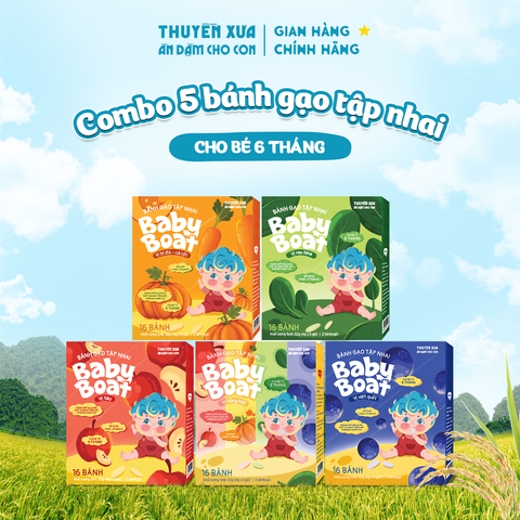 COMBO 5 BÁNH GẠO TẬP NHAI CHO BÉ 6 THÁNG