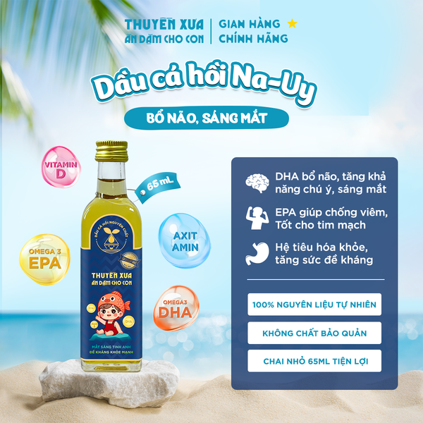 [COMBO 4] Dầu Cá Hồi - Olive - Macca - Sachi Ăn Dặm Thuyền Xưa - 65ml