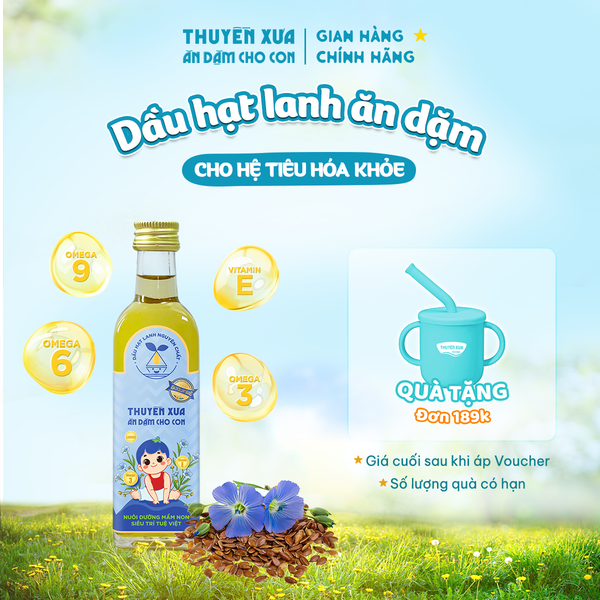 Dầu Hạt Lanh Ăn Dặm Nguyên Chất Thuyền Xưa 65ML/250ML