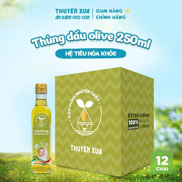 [Thùng 12 chai] Dầu Olive Ăn Dặm Nguyên Chất Thuyền Xưa - 250ML