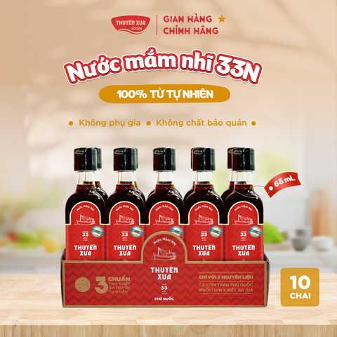 [Lốc 10 chai] Nước Mắm Nhĩ Phú Quốc Nguyên Chất Thuyền Xưa 65ML- Dùng Để Nấu
