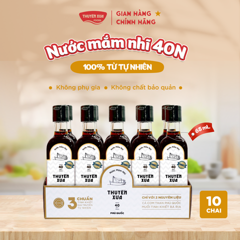 [Lốc 10 chai] Nước Mắm Nhĩ Phú Quốc Nguyên Chất Thuyền Xưa 65ML- Dùng Để Chấm