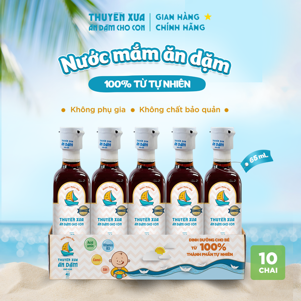 [Lốc 10 chai] Nước Mắm Nhĩ Nguyên Chất Thuyền Xưa 41N - Cao Đạm Vị Dịu - 65ml