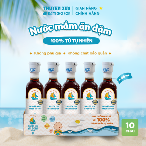 [Lốc 10 chai] Nước Mắm Nhĩ Nguyên Chất Thuyền Xưa 41N - Cao Đạm Vị Dịu - 65ml