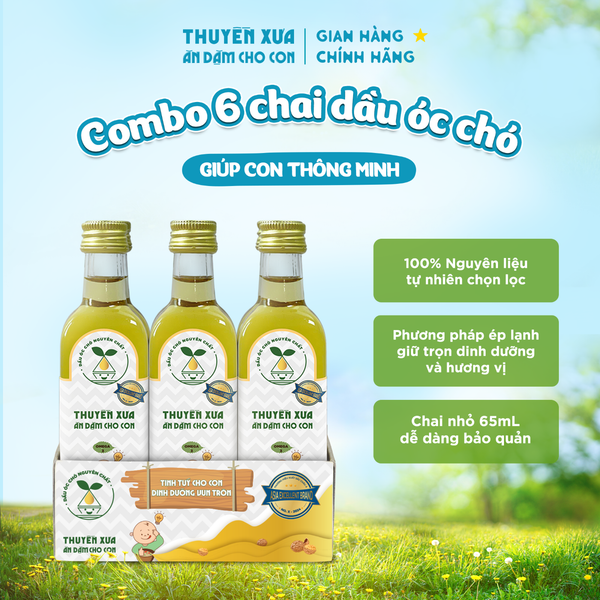 [Combo 6 chai] Dầu Óc Chó Ăn Dặm Nguyên Chất Thuyền Xưa - 65ML