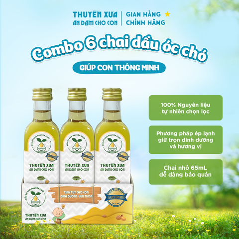 [Combo 6 chai] Dầu Óc Chó Ăn Dặm Nguyên Chất Thuyền Xưa - 65ML