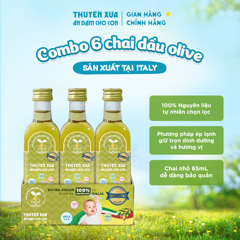 [Combo 6 chai] Dầu Olive Ăn Dặm Nguyên Chất Thuyền Xưa - 65ML