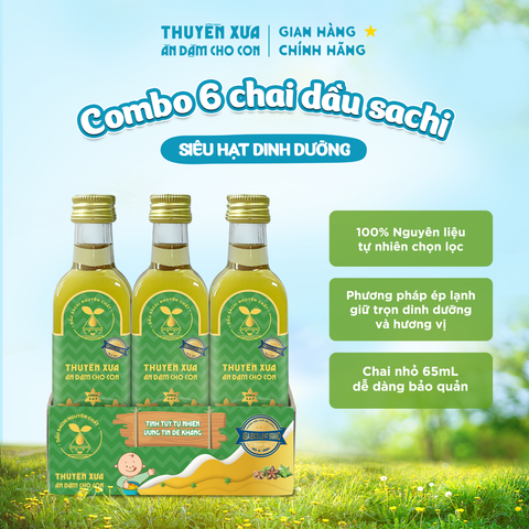 [Combo 6 chai] Dầu Sachi Ăn Dặm Nguyên Chất Thuyền Xưa - 65ML