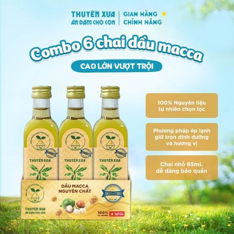 [Combo 6 chai] Dầu Macca Ăn Dặm Nguyên Chất Thuyền Xưa – 65ML