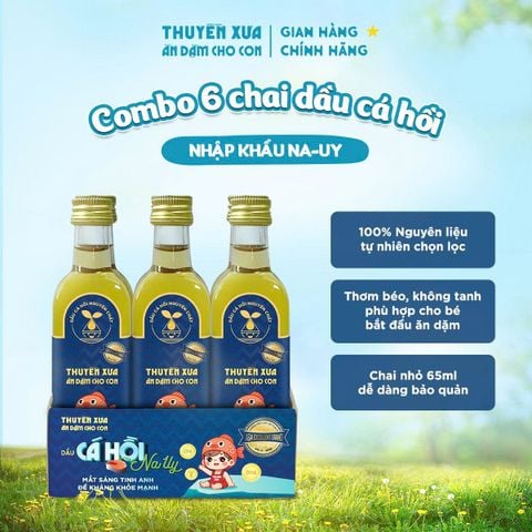 [Combo 6 chai] Dầu Cá Hồi Na-Uy Ăn Dặm Nguyên Chất Thuyền Xưa - 65ML