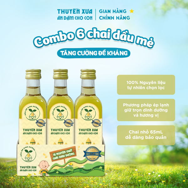 [Combo 6 chai] Dầu Mè Ăn Dặm Dinh Dưỡng Thuyền Xưa - 65ML