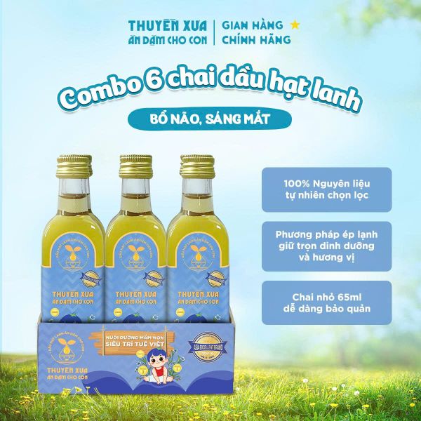 [Combo 6 chai] Dầu Hạt Lanh Nguyên Chất Thuyền Xưa Ăn Dặm - 65ML