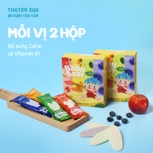 COMBO 10 HỘP BÁNH GẠO TẬP NHAI BABYBOAT THUYỀN XƯA CHO BÉ TỪ 6 THÁNG TUỔI