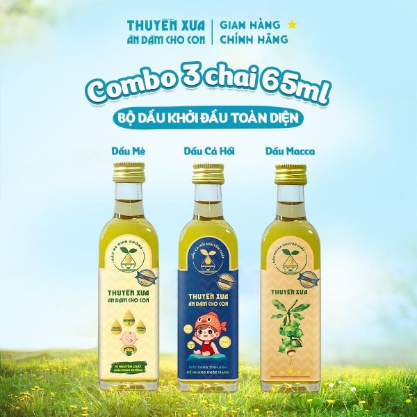 [COMBO 3] Dầu Mè - Cá Hồi - Macca Ăn Dặm Thuyền Xưa - 65ml