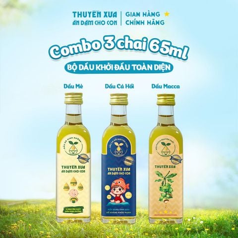 [COMBO 3] Dầu Mè - Cá Hồi - Macca Ăn Dặm Thuyền Xưa - 65ml