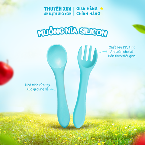 [QUÀ TẶNG KHÔNG BÁN] BỘ MUỖNG NĨA SILICON THUYỀN XƯA