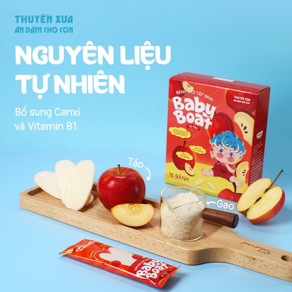 BÁNH GẠO TẬP NHAI BABY BOAT VỊ TÁO - BÉ 6 THÁNG