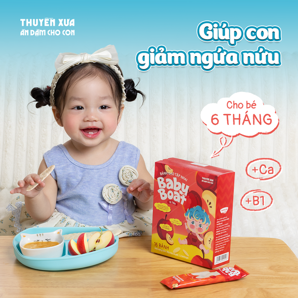 BÁNH GẠO TẬP NHAI BABY BOAT VỊ TÁO - BÉ 6 THÁNG