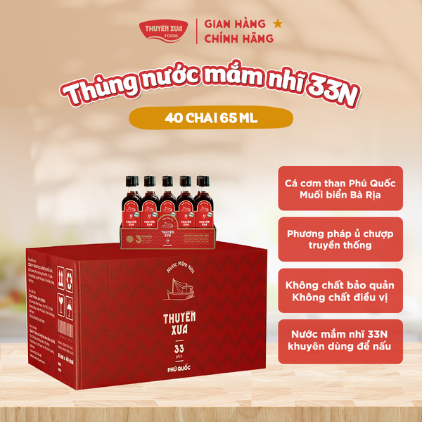 [Thùng 40 chai] Nước Mắm Nhĩ Phú Quốc Nguyên Chất Thuyền Xưa - Dùng Để Nấu - 65ML
