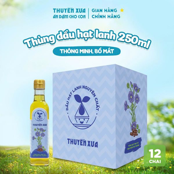 [Thùng 12 chai] Dầu Hạt Lanh Nguyên Chất Thuyền Xưa Ăn Dặm - 250ML