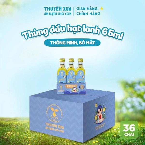 [Thùng 36 chai] Dầu Hạt Lanh Nguyên Chất Thuyền Xưa Ăn Dặm - 65ML