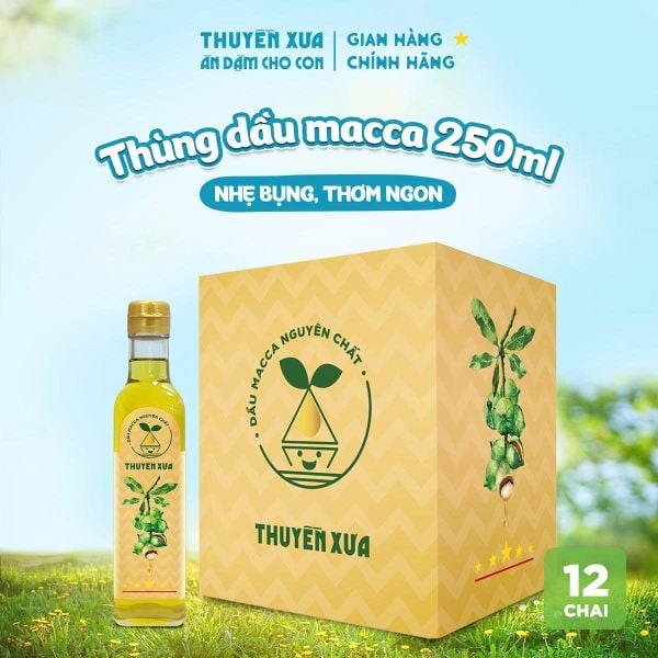 [Thùng 12 chai] Dầu Macca Ăn Dặm Nguyên Chất Thuyền Xưa – 250ML
