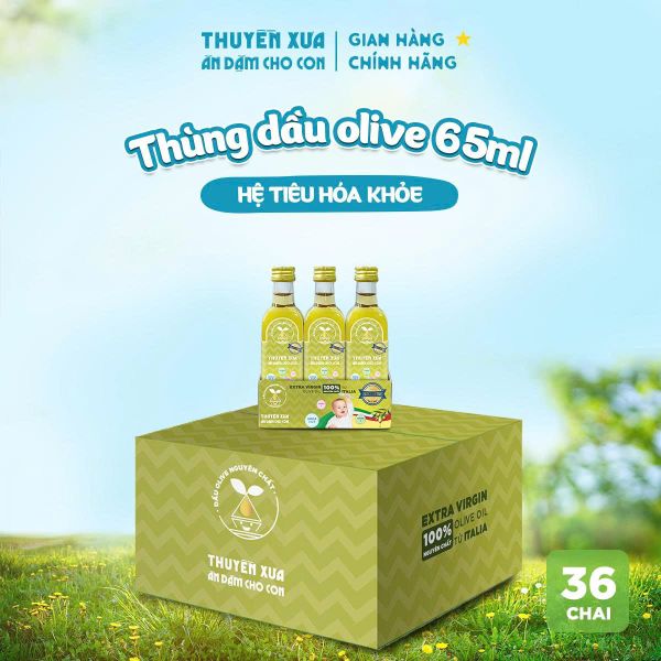 [Thùng 36 chai] Dầu Olive Ăn Dặm Nguyên Chất Thuyền Xưa - 65ML