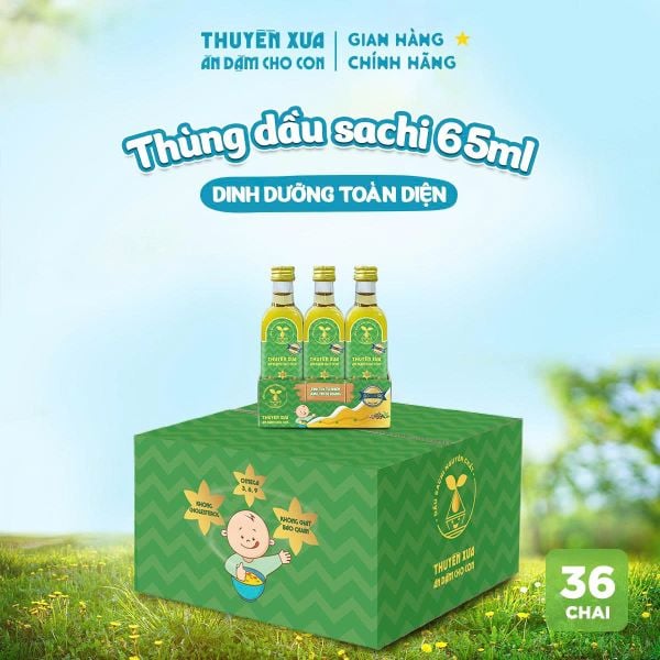 [Thùng 36 chai] Dầu Sachi Ăn Dặm Nguyên Chất Thuyền Xưa - 65ML